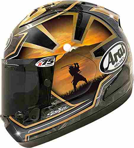 casco de moto arai dorado